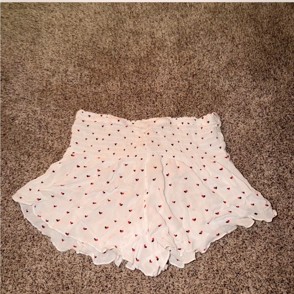 Free People Intimates semi sheer White Heart Print Women Shorts